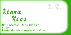 klara nics business card